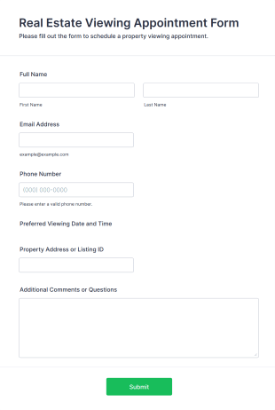 Real Estate Viewing Appointment Form Template