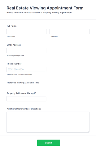 Real Estate Viewing Appointment Form Template