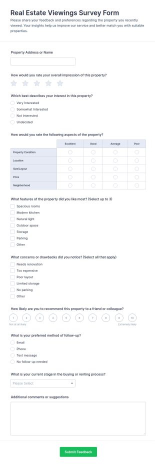 Real Estate Viewings Survey Form Template
