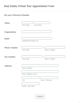 Real Estate Virtual Tour Appointment Form Template