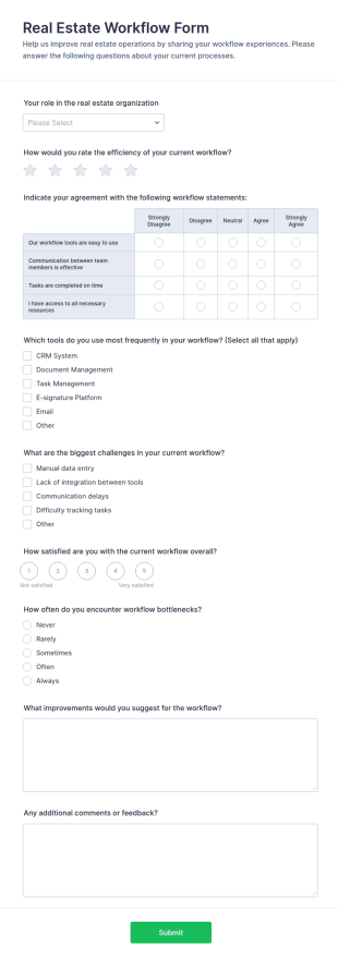 Real Estate Workflow Survey Form Template