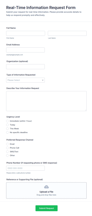 Real Time Information Request Form Template