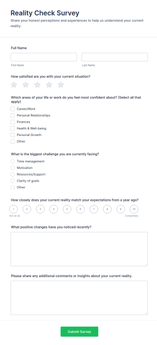 Reality Check Survey Form Template