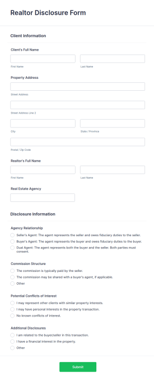 Realtor Disclosure Form Template