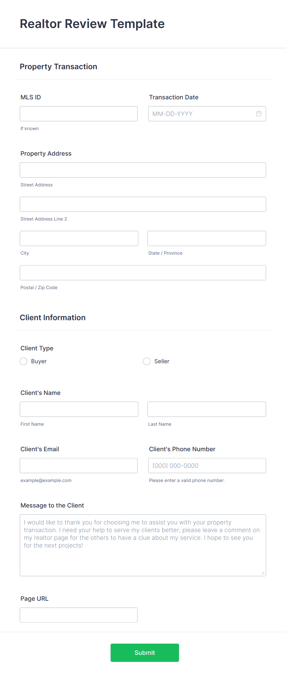 Realtor Review Template Form Template | Jotform