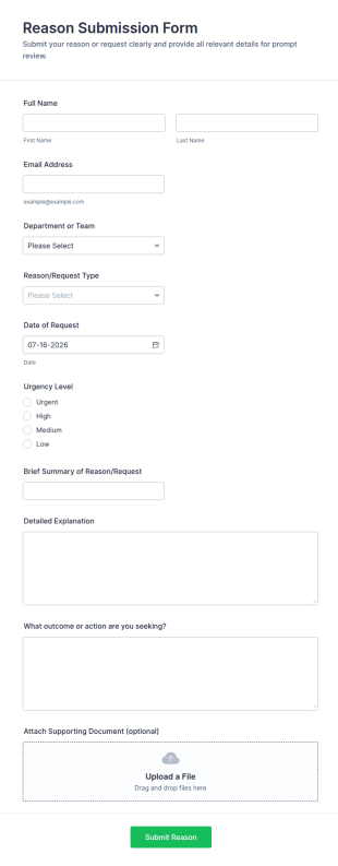 Reason Submission Form Template