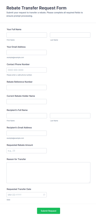 Rebate Transfer Request Form Template
