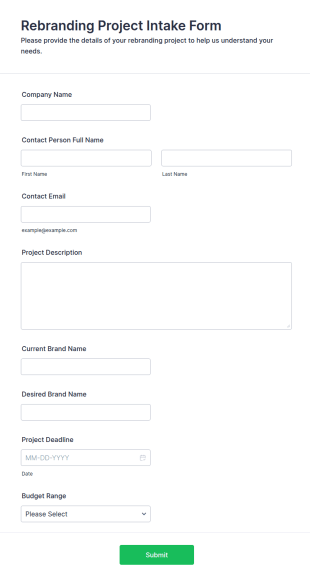 Rebranding Project Intake Form Template