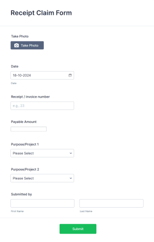 Receipt Claim Form Template