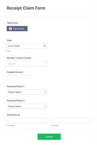 Receipt Claim Form Template