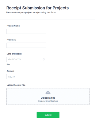Receipt Submission For Projects Form Template