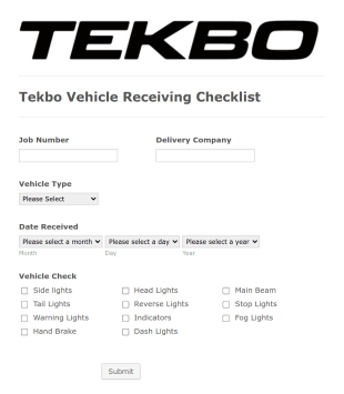 Receiving Checklist Form Template