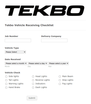 Receiving Checklist Form Template