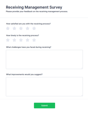 Receiving Management Survey Form Template