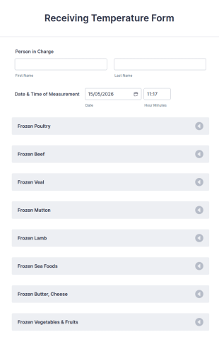 Receiving Temperature Form Template