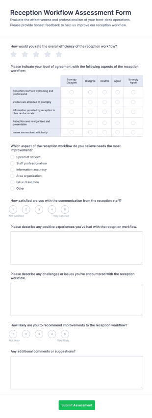 Reception Workflow Assessment Form Template