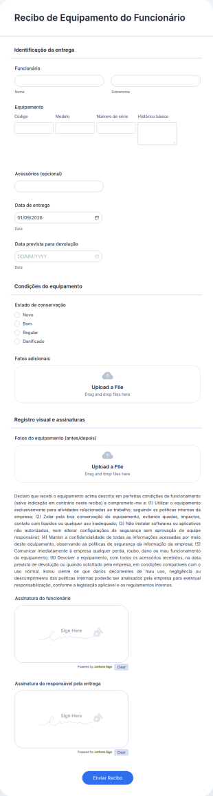 Recibo Equipamento Funcionário