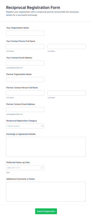 Reciprocal Registration Form Template