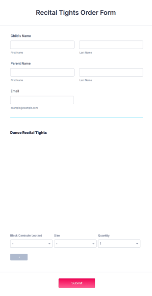 Recital Tights Order Form Template