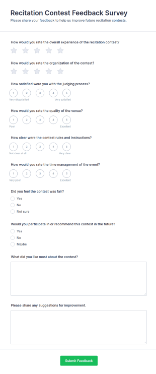 Recitation Contest Feedback Survey Form Template