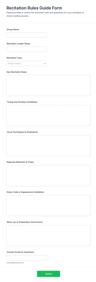 Recitation Rules Guide Form Template