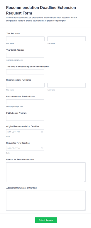 Recommendation Deadline Extension Request Form Template