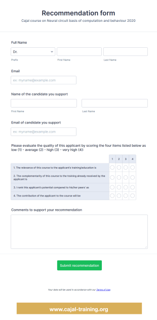 Neuroscience Training Recommendation Form Template