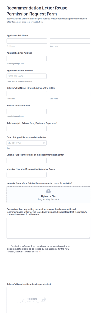 Recommendation Letter Reuse Permission Request Form Template