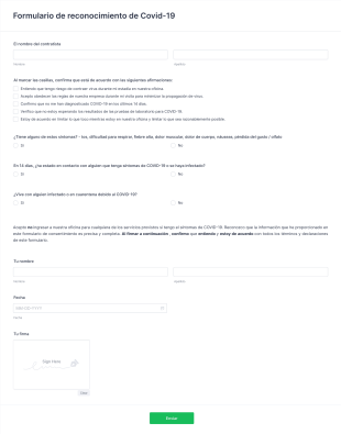 Reconocimiento De Covid 19 Form Template