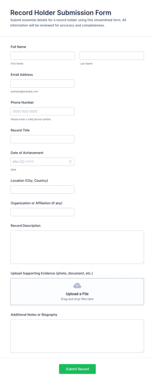Record Holder Submission Form Template