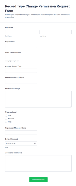 Record Type Change Permission Request Form Template
