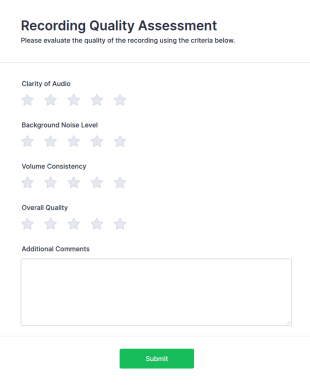 Recording Quality Assessment Form Template