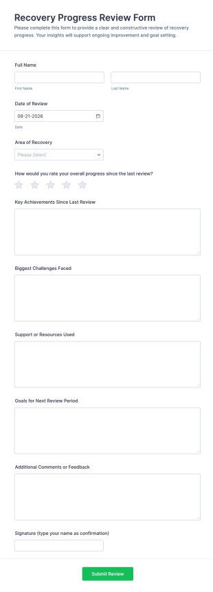 Recovery Progress Review Form Template
