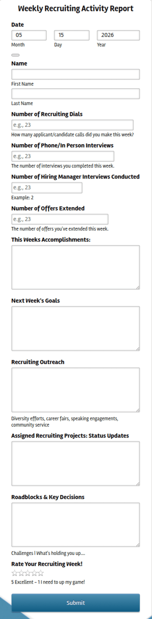 Recruiting Activity Report Form Template