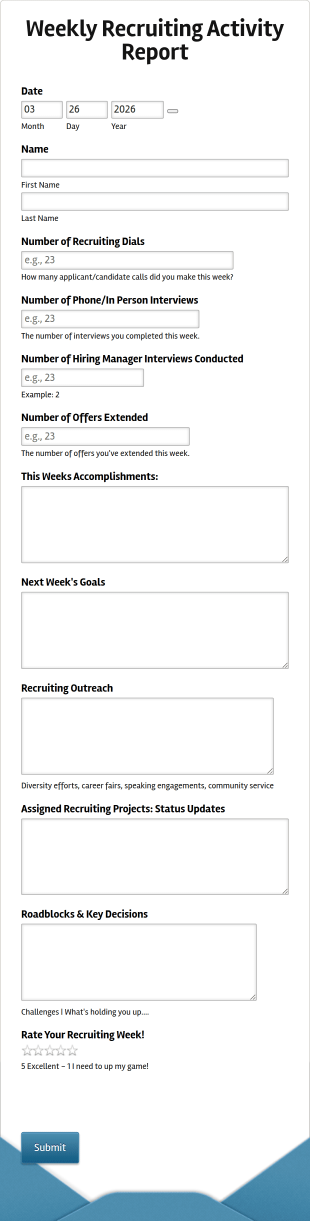 Recruiting Activity Report Form Template