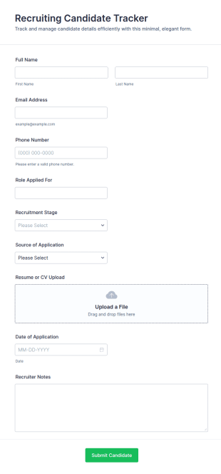 Recruiting Candidate Tracker Form Template