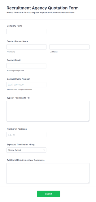 Recruitment Agency Quotation Form Template