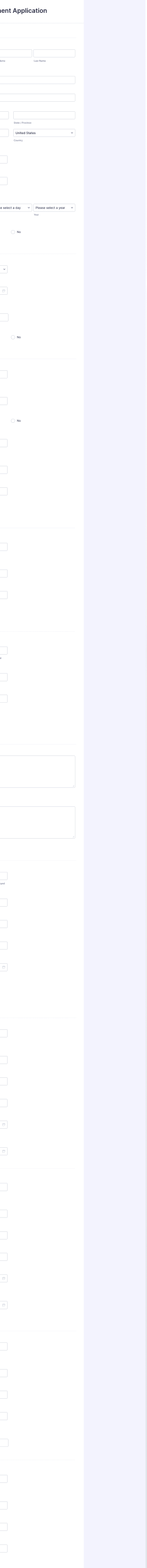 Recruitment Application Form Template