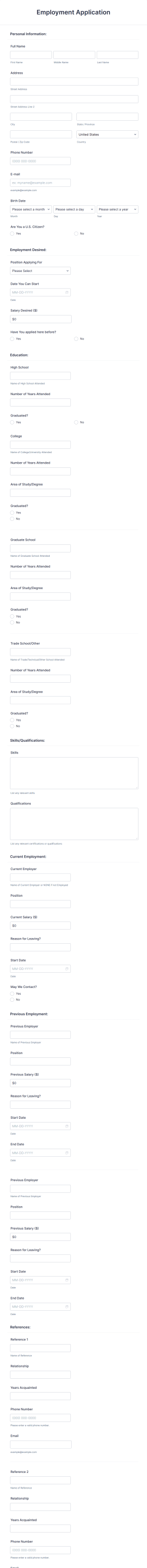 Recruitment Application Form Template | Jotform