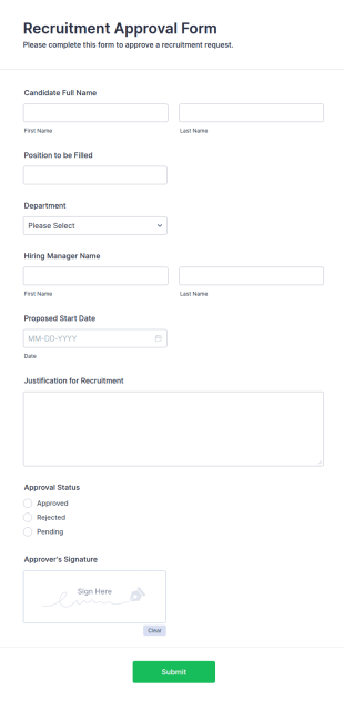 Recruitment Approval Form Template
