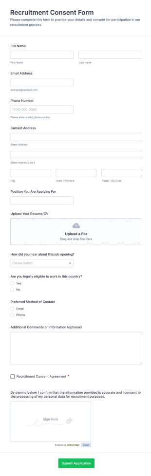 Recruitment Consent Form Template