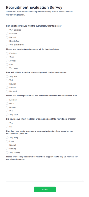 Recruitment Evaluation Survey Form Template