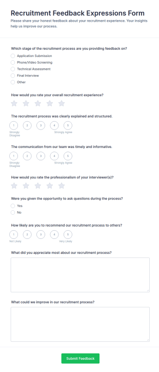 Recruitment Feedback Expressions Survey Form Template