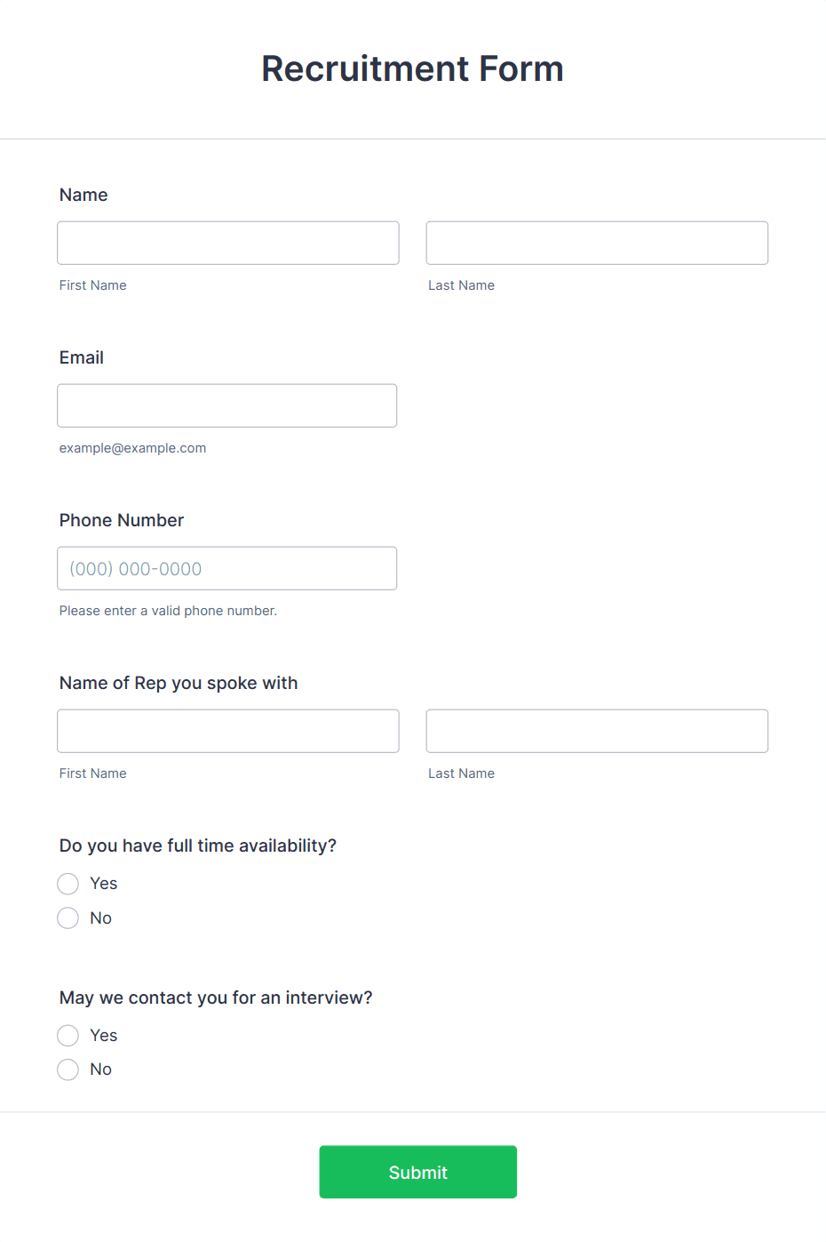 Recruitment Form Template | Jotform