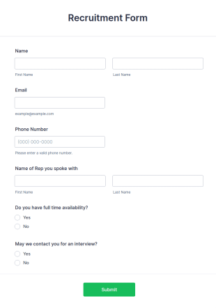 Recruitment Form Template
