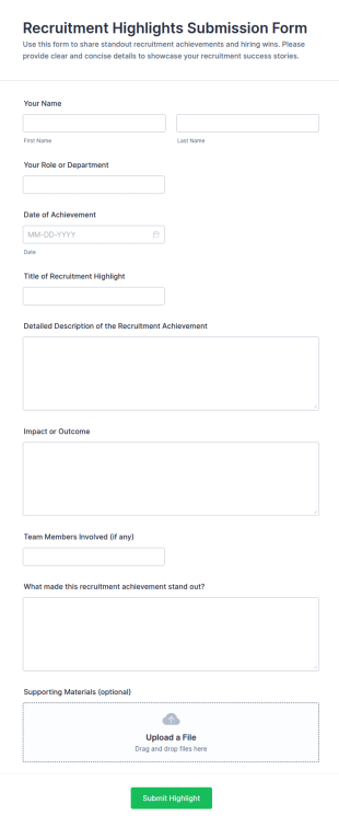 Recruitment Highlights Submission Form Template