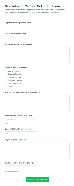 Recruitment Method Selection Form Template