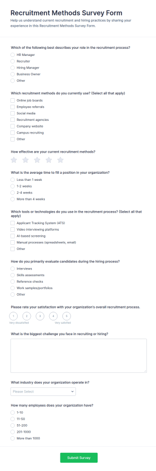 Recruitment Methods Survey Form Template