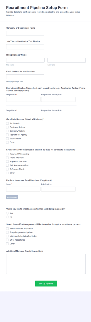 Recruitment Pipeline Setup Form Template