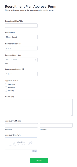 Recruitment Plan Approval Form Template
